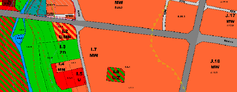 Mapa 1: Fragment załącznika graficznego do miejscowego planu zagospodarowania przestrzennego Pabianic. 5.