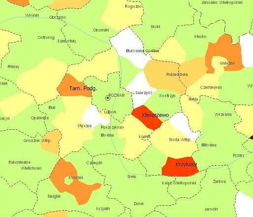 CHŁONNOŚĆ DEMOGRAFICZNA WEDŁUG PLANÓW MIEJSCOWYCH, 31.12.