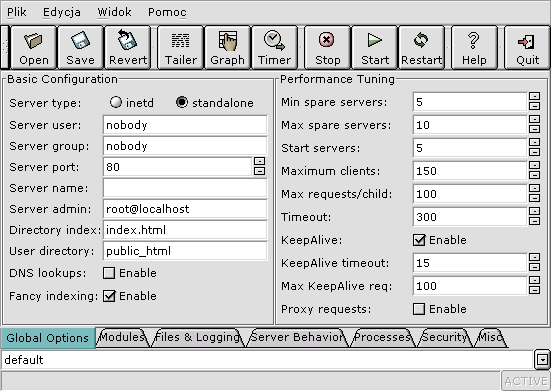 Projekt GUI Apache Program Mohawk w