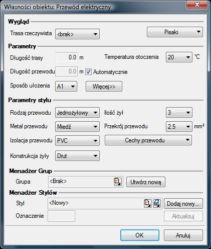 Detekcja przewodów pozwala projektantowi wpiąć projektowany przewód w przewód i przedłużyć projektowany obwód.