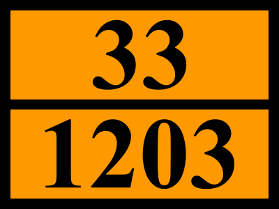 84. Liczba 33 znajdująca się w górnej części tablicy ostrzegawczej umieszczonej na środkach transportu przewożących materiały niebezpieczne oznacza: a. gaz łatwo zapalny b. materiały wybuchowe c.