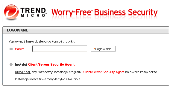 Trend Micro Worry-Free Business Security 6.0 Podręcznik instalacji 2. W przeglądarce wyświetlony zostanie ekran logowania do programu Trend Micro Worry-Free Business Security. RYSUNEK 5-1.