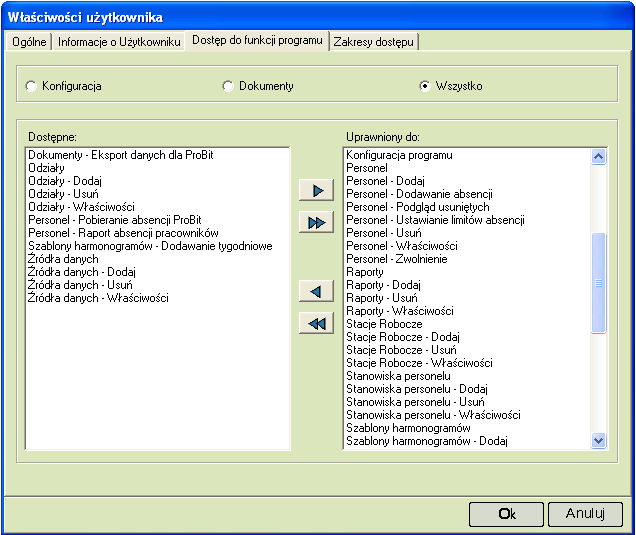 InPro RCP użytkownicy oprogramowania Dostęp do programu jest możliwy po podaniu odpowiedniego hasła przypisanego każdemu użytkownikowi