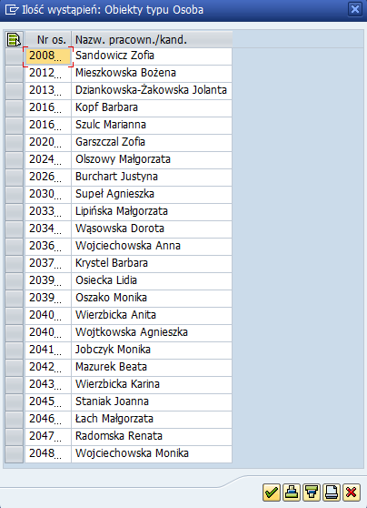 Ilość wystąpień: Obiekty typu Osoba 26.