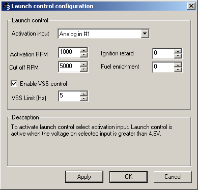 Launch control Funkcja launch control (procedura startowa) służy do ustawienia optymalnych obrotów startu (przy zadanych obrotach następuje odcięcie zapłonu).