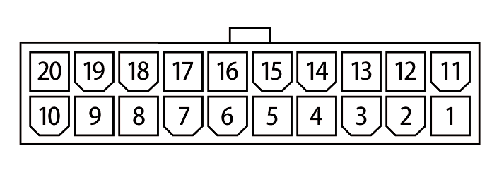 Opis wyprowadzeń Wtyczka sygnałowa Widok urządzenia od przodu Pin Nazwa Opis 1 +12V Zasilanie +12V po stacyjce. Należy zastosować bezpiecznik 3A 2 Maps Switch Wejście służące do zmiany zestawu map.