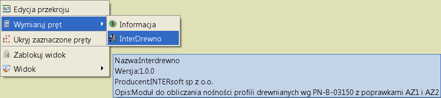 R3D3-Rama 3D 8 Analiza wyników Aktualnie istnieją dwie opcje wymiarowania: Pojedynczego wybranego pręta układu, Elementu złożonego z kilku połączonych ze sobą, współliniowych prętów o takim samym