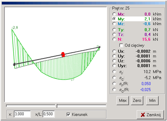RM-3D W.6.X UśYTKOWANIE PROGRAMU CAD Po pomyślnym wykonaniu obliczeń następuje przejście w tryb Statyka okna sceny.