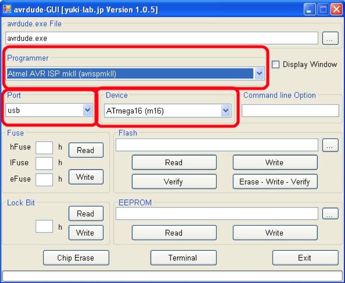 2. AVR DUDE W celu korzystania ze s rodowiska AVRDUDE nalez y pobrac avrdude-5.8-w32_avrdude- GUI_1.0.5 http:///mkii/avrdude-5.8.zip Po wypakowaniu wła czamy graficzny interfejs: avrdude-gui.