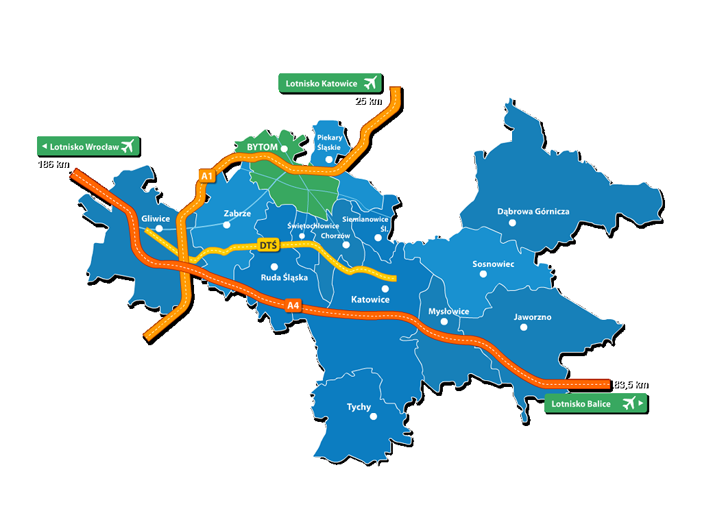 BYTOM W METROPOLII SILESIA Bytom Metropolia Silesia Woj. śląskie Powierzchnia: 6,9 tys. ha 121,8 tys. ha 1.233, 4 tys.