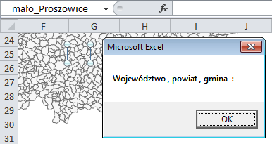 d. Komunikat z nazwą gminy i wartością Po naciśnięciu lewym przyciskiem myszy na pole gminy otrzymamy komunikat z informacją o dokładnej wartości, którą przedstawia wykres: Aby zmienić format