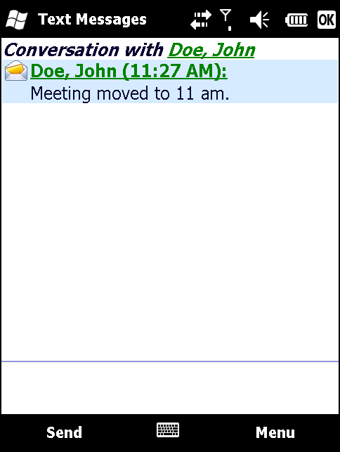 4-24 Instrukcja użytkownika komputera mobilnego EDA MC75A Gdy funkcja telefonu jest wyłączona, odebrane wiadomości tekstowe można wyświetlać za pośrednictwem funkcji obsługi wiadomości: 1.