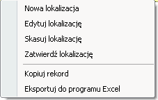 Definicje programu - Wydruki Definicje 16 Okno nowej lokalizacji.