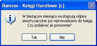 7.4 Eksport umorzenia do programów Ramzes 55 Ponowny import umorzeń z programu Ramzes Amortyzacja Po wykonaniu umorzenia w programie Ramzes-Amortyzacja i