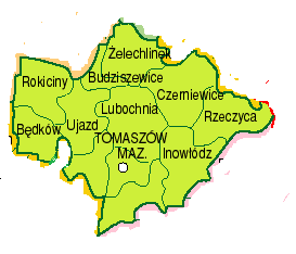 Rysunek 2 Mapa Powiatu tomaszowskiego 2.2 Położenie fizyczno geograficzne Tomaszów Mazowiecki znajduje się w południowej, staroglacjalnej części pasa nizin środkowopolskich.