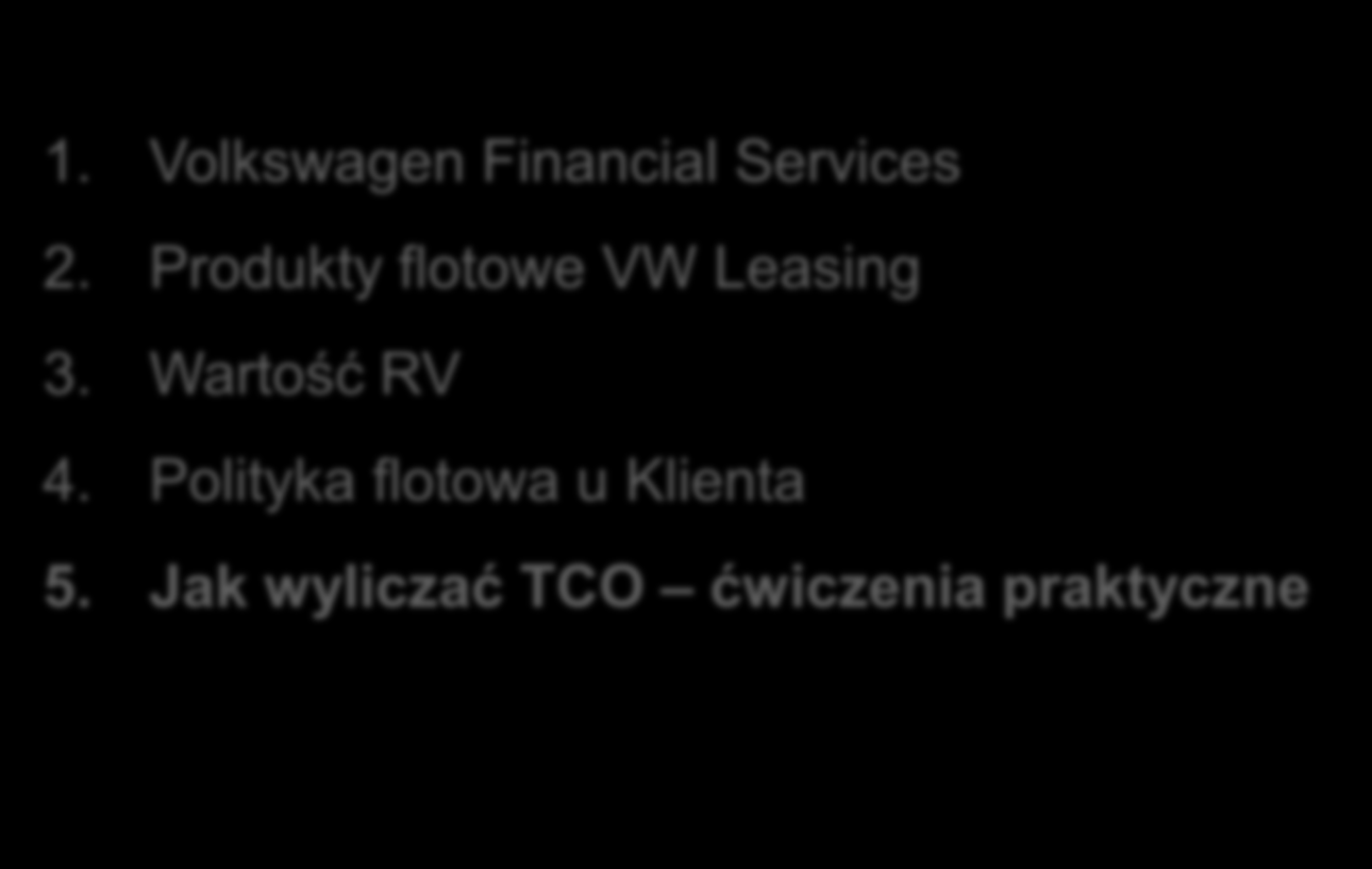 Agenda 1. Volkswagen Financial Services 2. Produkty flotowe VW Leasing 3.