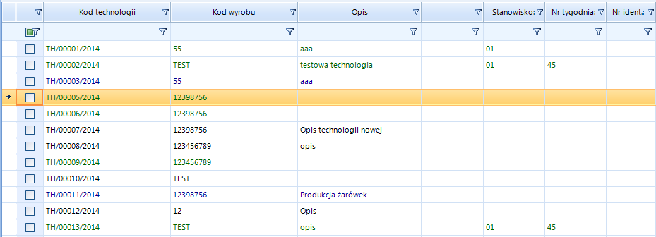 6.4. Filtrowanie, wyszukiwanie Program Produkcja by CTI daje możliwość dokładnego wyszukiwania oraz filtrowania wyników we wszystkich tabelach. 6.4.1.