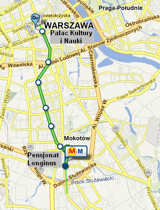 Dojazd z Dworca do Pensjonatu Longinus komunikacją miejską: z Dworca Centralnego należy udad się na przystanek tramwajowy przy ul. Al.