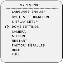 Użytkownik aby wejść do menu powinien wprowadzić sekwencję 95 preset (protokół Pelco). Sekwencję można wprowadzić za pomocą klawiatury lub innego urządzenia sterującego (rejestratora).