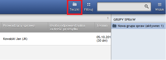 Rysunek 188 Zakładanie nowej grupy sprawy Nowa grupa spraw jest widoczna dla użytkownika w przypadku, gdy została do niej przypisana sprawa. 7.3.