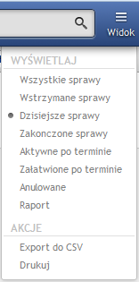 Rysunek 209 Przyciski akcji fragment okna Nadzór nad sprawami Przycisk Anuluj umożliwia anulowanie założonej sprawy, przycisk Przekaż sprawę umożliwia zmianę pracownika prowadzącego sprawę, przycisk