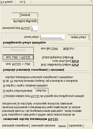 strona 10 Instrukcja obsługi interfejsu LANSer 5.1. Serwisowy odczyt parametrów RS232.