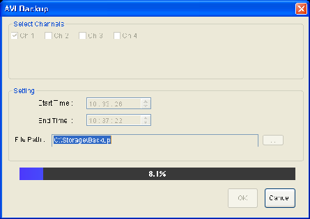 Parametry zapisu: Start time (czas rozpoczęcia) / Stop time (czas zakończenia): czasy te mogą być modyfikowane.