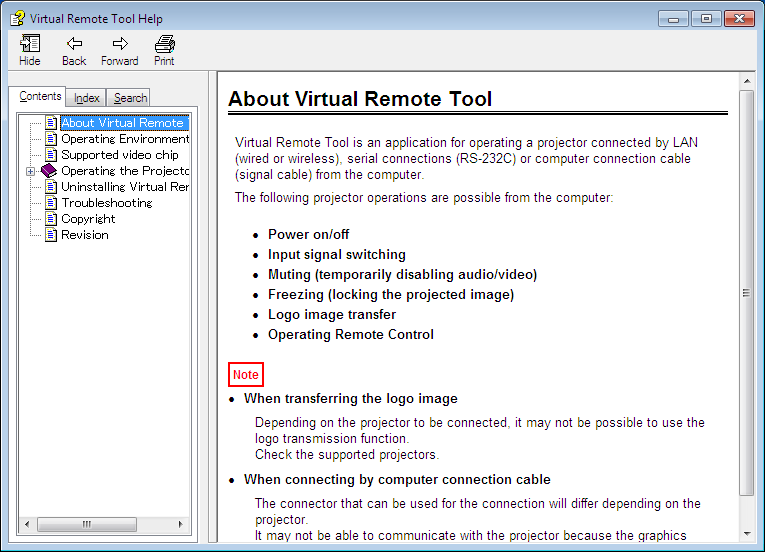 3. Przydatne funkcje Zamykanie programu Virtual Remote Tool. 1 Kliknij ikonę programu Virtual Remote Tool na pasku zadań. Pojawi się menu podręczne. 2 Kliknij przycisk Exit (Zakończ).