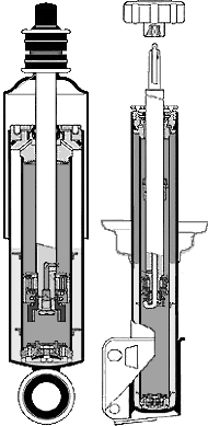 8 P. Sobczak Przykładową budowę amortyzatora przedstawiono na rysunku 3. Rys. 3. Budowa amortyzatora samochodowego [7,9] Fig. 3. Construction of shock absorber Amortyzatorom stawiane są duże, sprzeczne ze sobą wymagania.