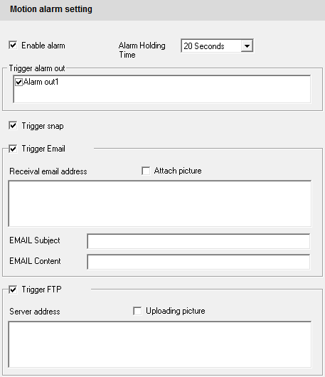 NVIP-3000 series 4 MPX IP camera user s manual USING AND CONFIGURING 3.8 Alarm Configuration 3.8.1 Motion Detection Area 1.