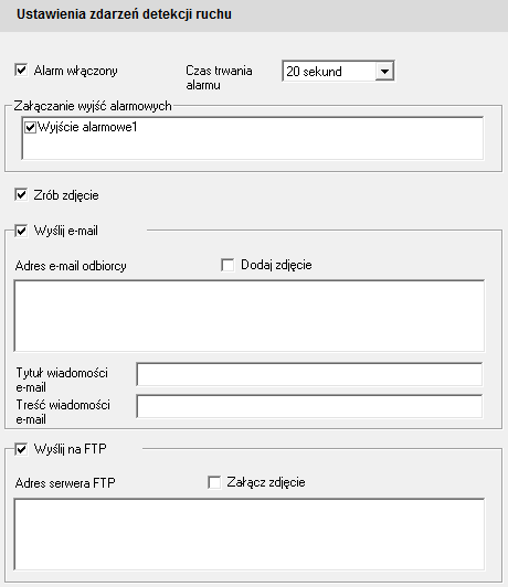 Kamery IP serii NVIP-3000 4MPX Instrukcja obsługi INTERFEJS WWW - PRACA Z KAMERĄ 3.8 Alarm 3.8.1 Ustawienia detekcji ruchu 1.