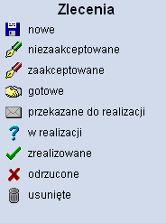 21.4. STATUSY ZLECEŃ OTWARTYCH Rysunek 137 Wykaz statusów zleceń otwartych 21.5.