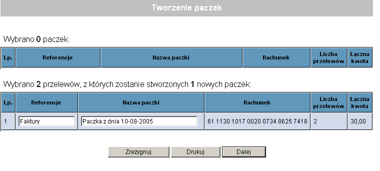 9. AKCEPTOWANIE ZBIORCZE W systemie można akceptować kilka przelewów bez tworzenia paczki.