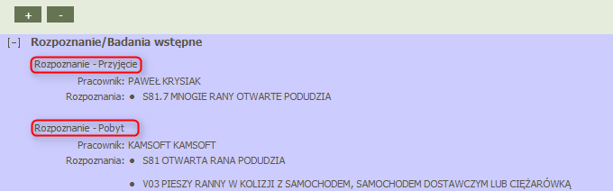 W oknie rejestracji zestawy rozpoznań będą