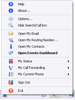 Szybki dostęp do aplikacji i ustawień Kliknij lub kliknij prawym przyciskiem myszy ikonę w zasobniku systemowym, aby rozwinąć menu szybkiego dostępu do aplikacji i ustawień: Pomoc: aby otworzyć plik