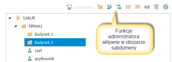 W tym momencie jedynym użytkownikiem mającym prawo do zarządzania folderem Firma 1 jest administrator.