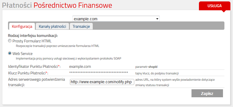 Ilustracja 2: Punkt Płatności w trybie Web Service Wykorzystanie Web Service otwiera drogę do pełnej automatyzacji obsługi płatności internetowych.