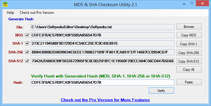 MD5 & SHA Checksum Utility Program umożliwiający uzyskanie