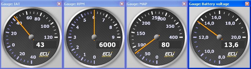 Idle control) Gauge (wskaźnik) Jest to narzędzie informacyjne, służące do kontroli poszczególnych wartości parametrów w czasie