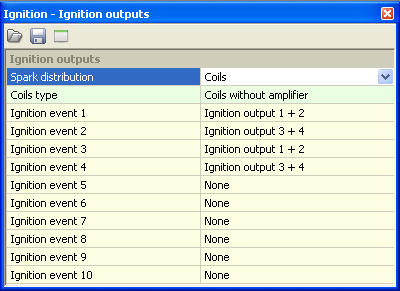W polach ignition events mamy możliwość przypisania odpowiednich wyjść zapłonowych do zdarzeń zapłonowych.