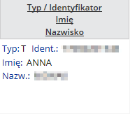 W górnej części listy umieszczono obszar filtrowania, umożliwiający wyszukiwanie danych według następujących kryteriów: Identyfikator Imię Nazwisko Status Kategoria medyczna Data wpisu Planowany