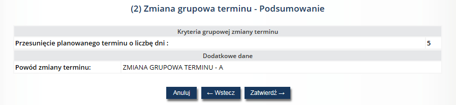 Aby grupowo zmienić planowany termin udzielenia świadczenia, należy zaznaczyć na liście pacjentów, których ma dotyczyć zmiana.