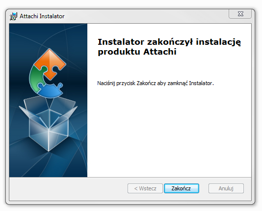 Instalator rozpocznie instalowanie i poinformuje o jej zakończeniu. Kliknij przycisk Zakończ: 7.1. Kreator ustawień początkowych Otwórz dowolny dokument programu Word.