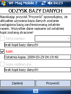 4.14.2. Odzyskiwanie bazy danych W przypadku uszkodzenia bazy danych zawsze istnieje możliwość jej odzyskania.