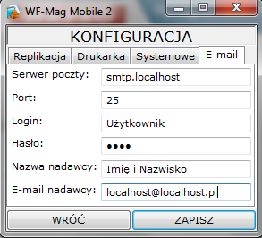 Rysunek 191. Konfiguracja ustawień systemowych Ostatnią zakładką w oknie konfiguracji jest zakładka E-mail.