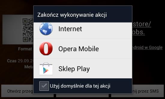 Rysunek 198. Instalacja programu przy wykorzystaniu skanera QR code Następnie należy otworzyć przeglądarkę i wybrać Sklep Play: Rysunek 199.