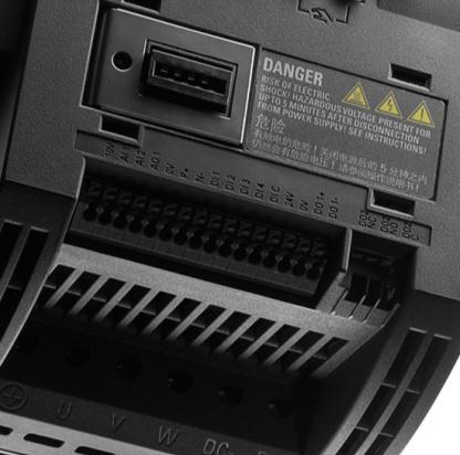 komunikacyjny USS i Modbus RTU, moduły dodatkowe nie są wymagane Nastawy mogą być zadawane poprzez wejścia analogowe