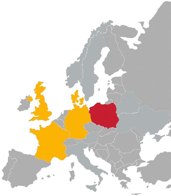 Polacy wyjeżdżają USA 2726 (2772) Dania 616 (269) Wielka Brytania 9144 (8572) Niemcy