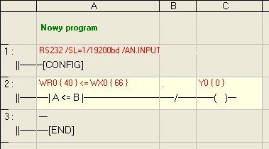 --- A <= B --- Warunek mniejszy równy --- A <= B --- kod 163, 8 1 Długość funkcji w bajtach 8 2 Kod funkcji 163 Przek. wewnętrzny R kod 2 adr 0-255 3 Impuls.