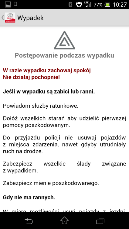 Wypadek Panel ten zawiera czynności jakie